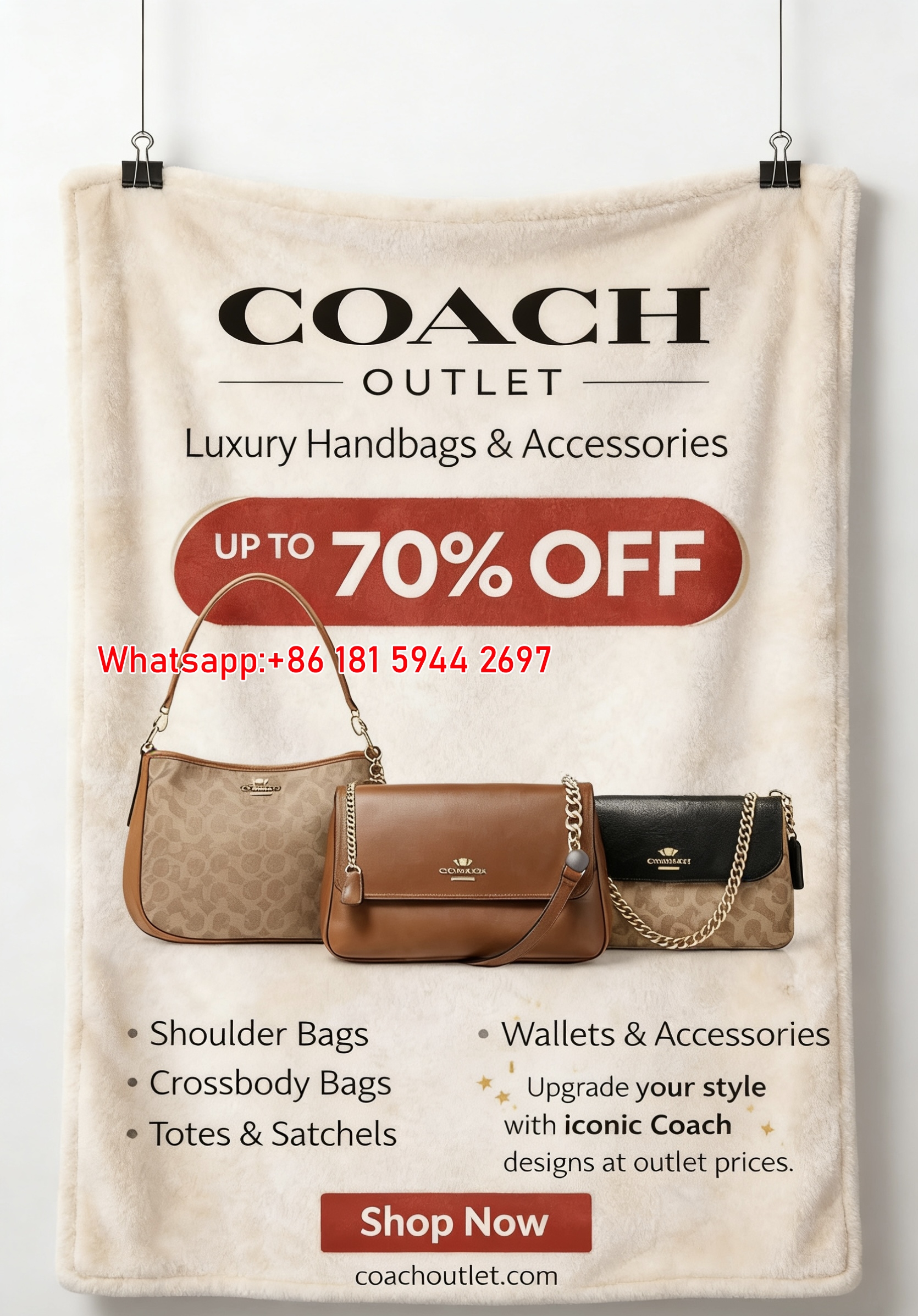 Coach Outlet Luxury Handbags Print Flannel Fleece Throw Blanket C063